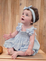 Pretty Originals Blue Hand Smocked Dress, Bloomers & Headband - MT02319