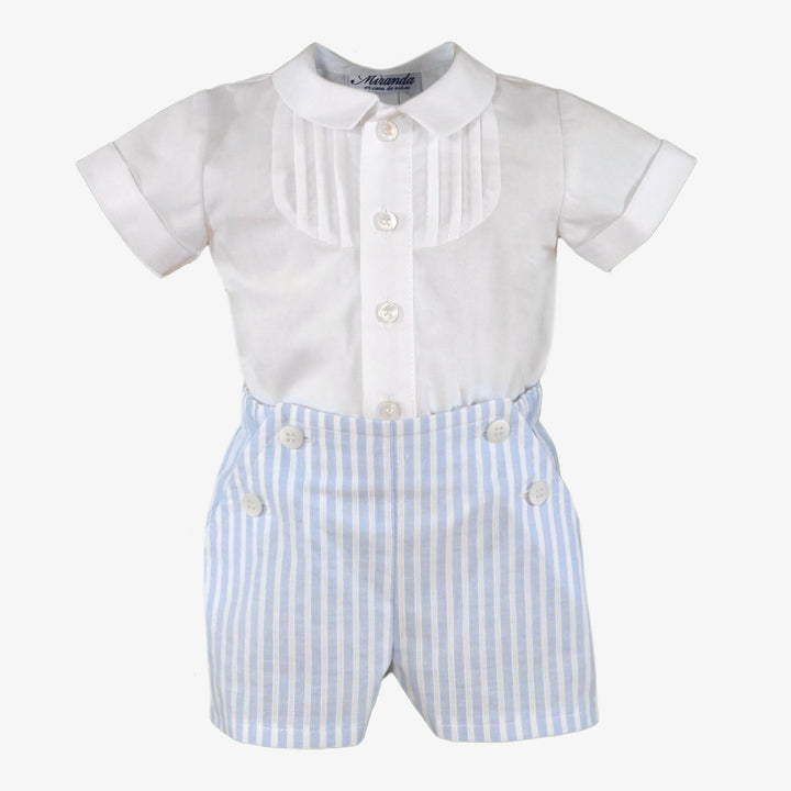 Miranda Baby Boys White & Blue Two Piece Set - 4523