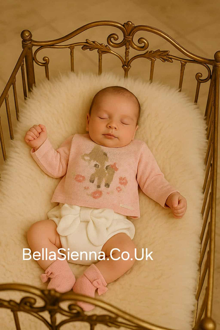 Mayoral Pink And Ivory Cute Bambi Jam Pant Set 2200