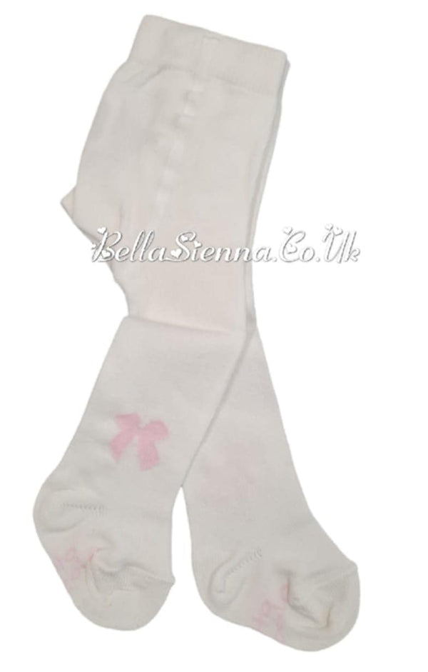 Tutto Piccolo Girls White Tights With Bow