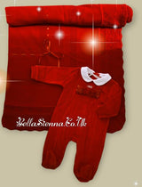 iDo Baby Girls  Red Velour Babygrow