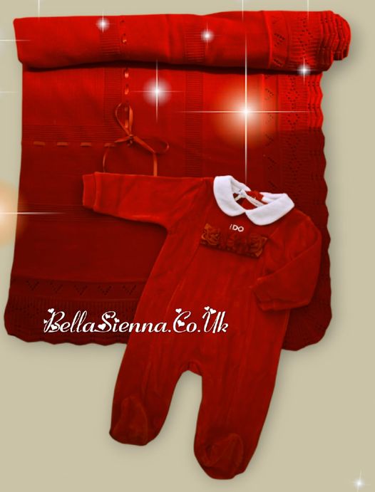 iDo Baby Girls  Red Velour Babygrow