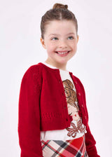 Mayoral Girls Red Openwork Tricot Cardigan - Supersoft - 4310