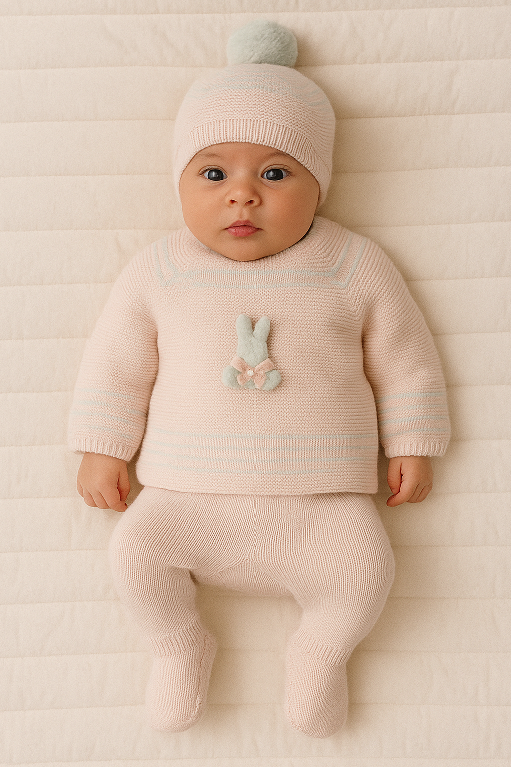 Mac ilusion Baby Girls Three Piece Bunny Rabbit Set - 9809 - Nude - Pink
