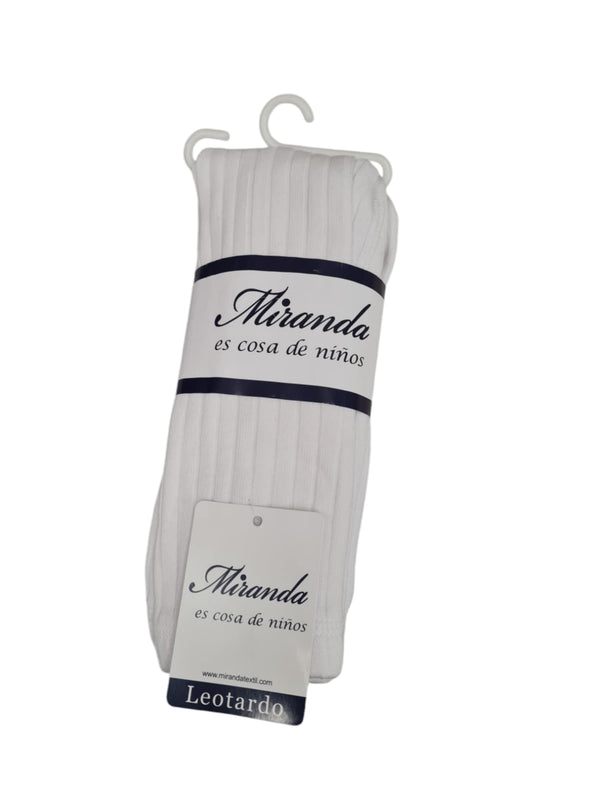Miranda Thick Ribbed White Tights