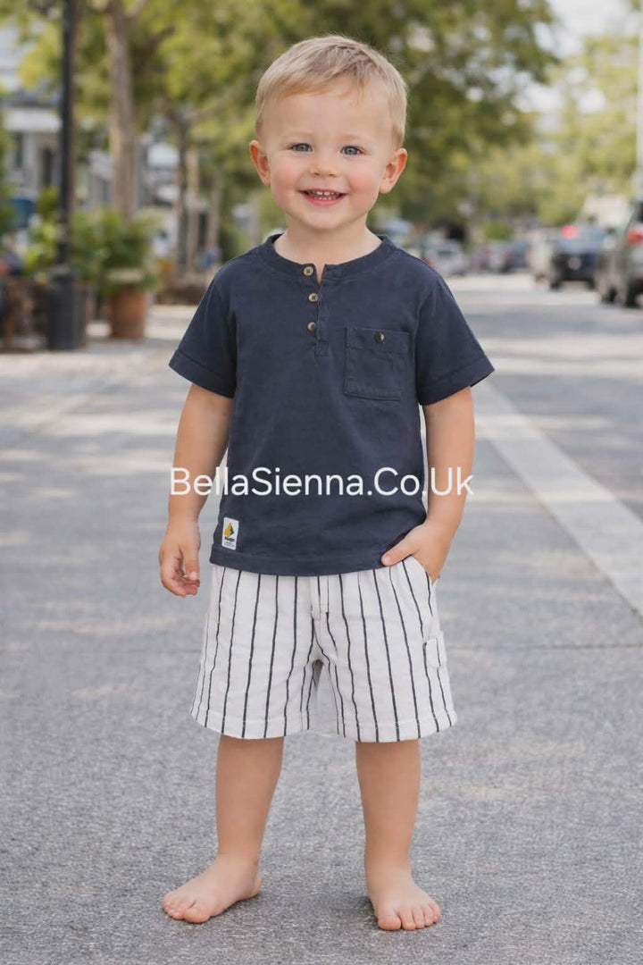 Mayoral Boys Grey Stripe Shorts & T-Shirt Set - 3603