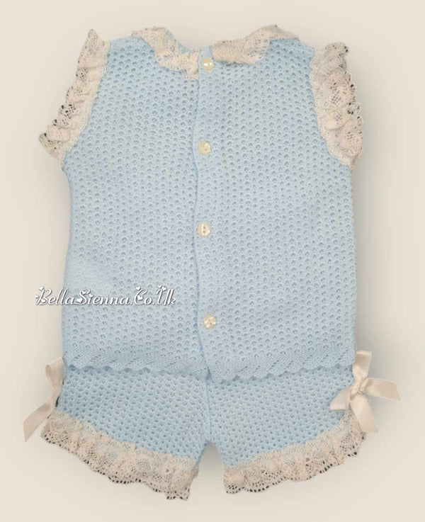 Nini Baby Girls Fine Blue And White Ivory Summer Set