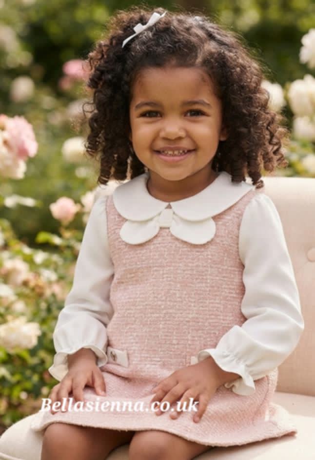 Girls Tweed Knit Combined Dress - 2948 - 29 - Pink