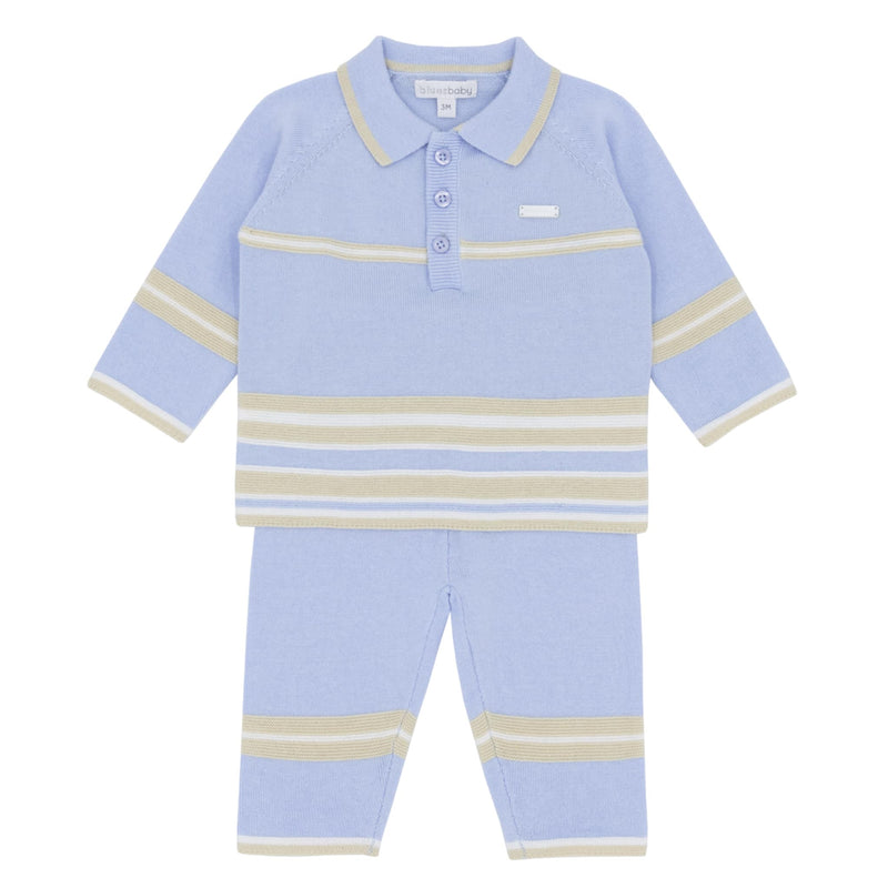 Blues Baby Boys Blue & Beige Knitted Blanket - Shawl - BB2131