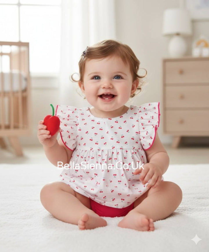Rapife Girls Cherry Print Set - 5019 - Fuscia Pink