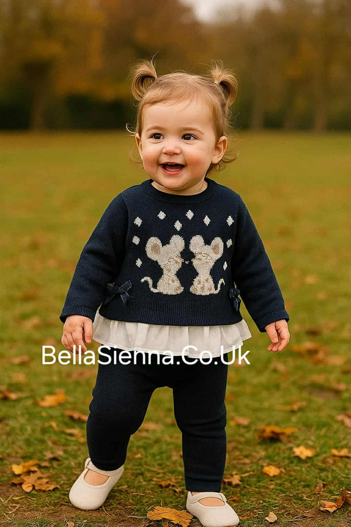 Mayoral Woven leggings and top set for baby girl 2720 Navy