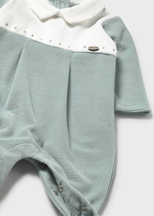 Mayoral Baby Ivory And Green Soft to Touch Sleepsuit 2715