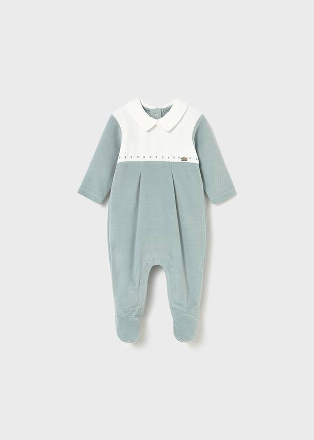 Mayoral Baby Ivory And Green Soft to Touch Sleepsuit 2715
