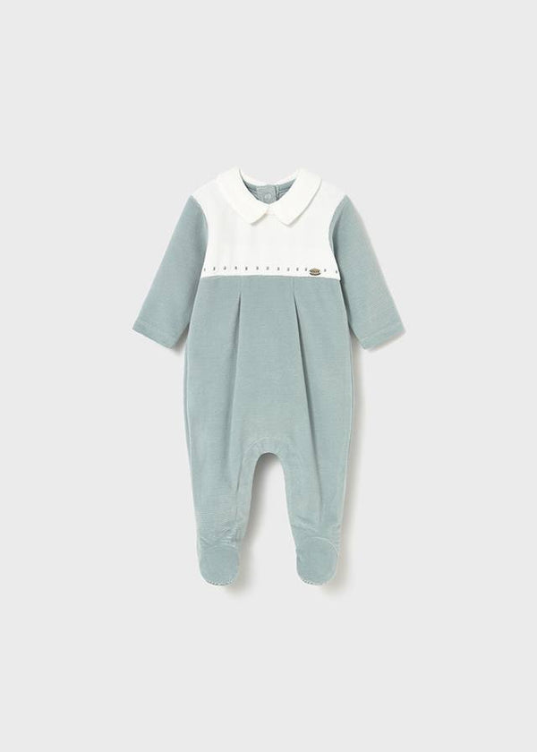 Mayoral Baby Ivory And Green Soft to Touch Sleepsuit 2715