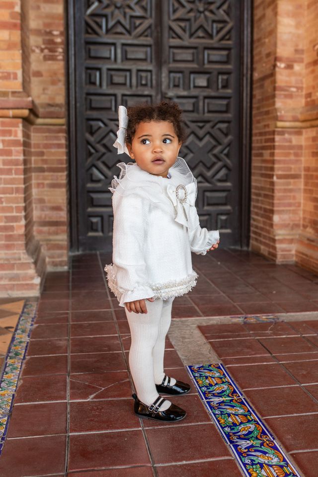Naxos Baby Girls Ivory And Gold Dress And Pants