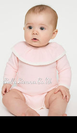Girls Pink & White Knitted Romper - P7518