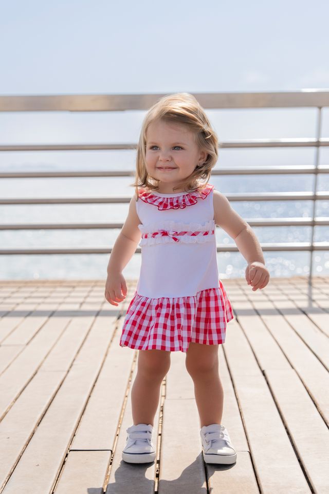 Miranda Baby Girls Red & White Dress - 0517/V