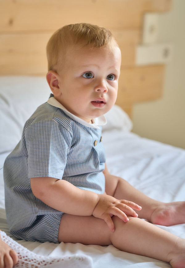 Rapife Boys Navy & White Check Romper - 5280