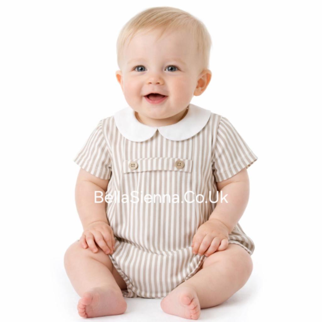 Rapife Boys Beige & Ivory Stripe Romper - 5281