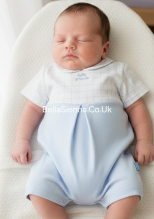 Tutto Piccolo Baby Blue & White Romper - 5285