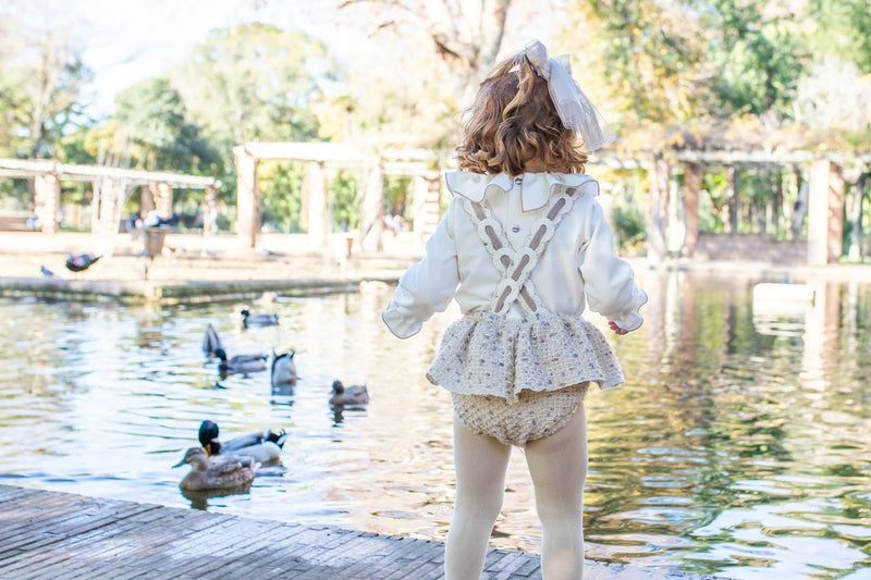 Naxos Beige Tweed Girls Jam Pant Set