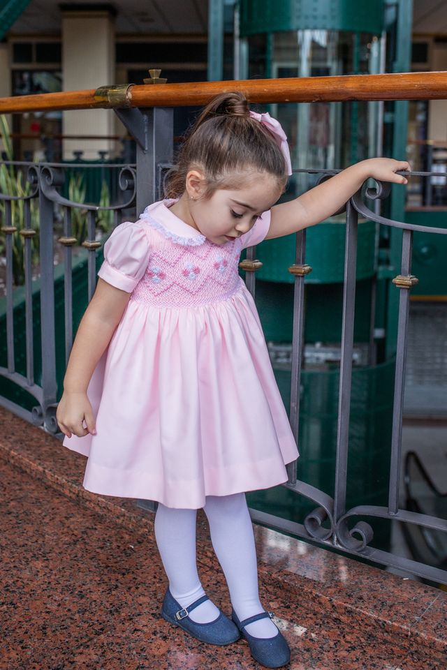 Naxos Girls Pink Smocked Dress 7623