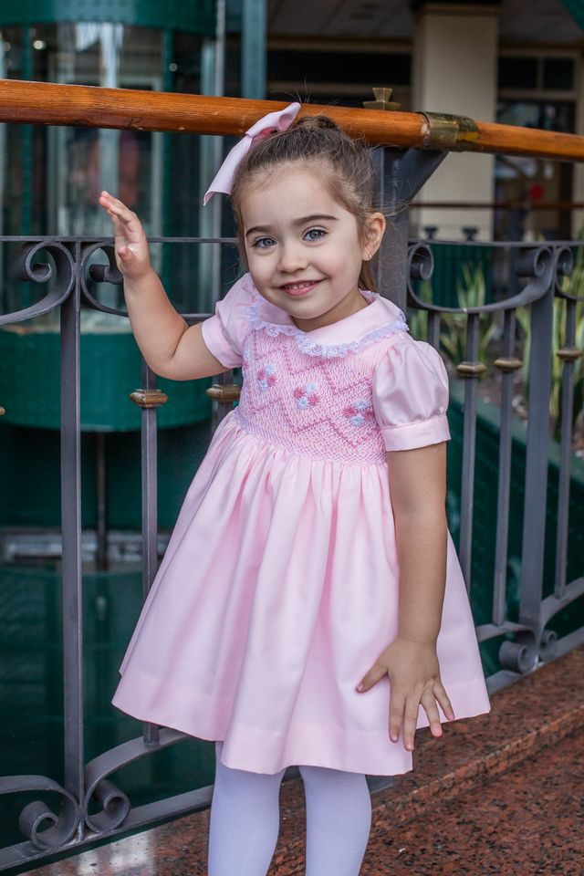 Naxos Girls Pink Smocked Dress 7623