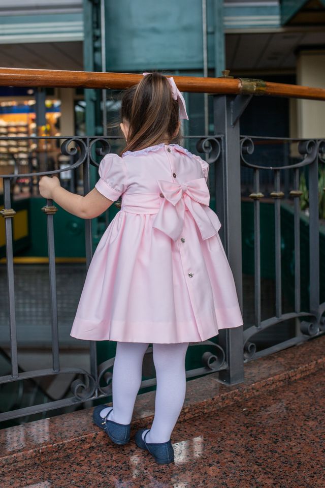 Naxos Girls Pink Smocked Dress 7623