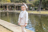Naxos Beige Tweed Girls Blouse & Pinafore Set 7642