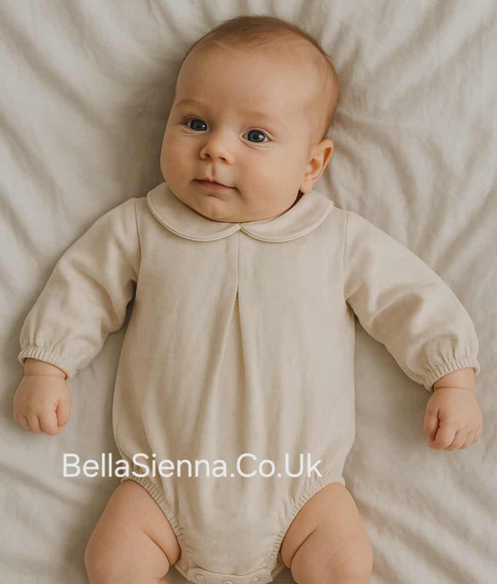 Calamaro Unisex Long Sleeved Beige Romper - 32468