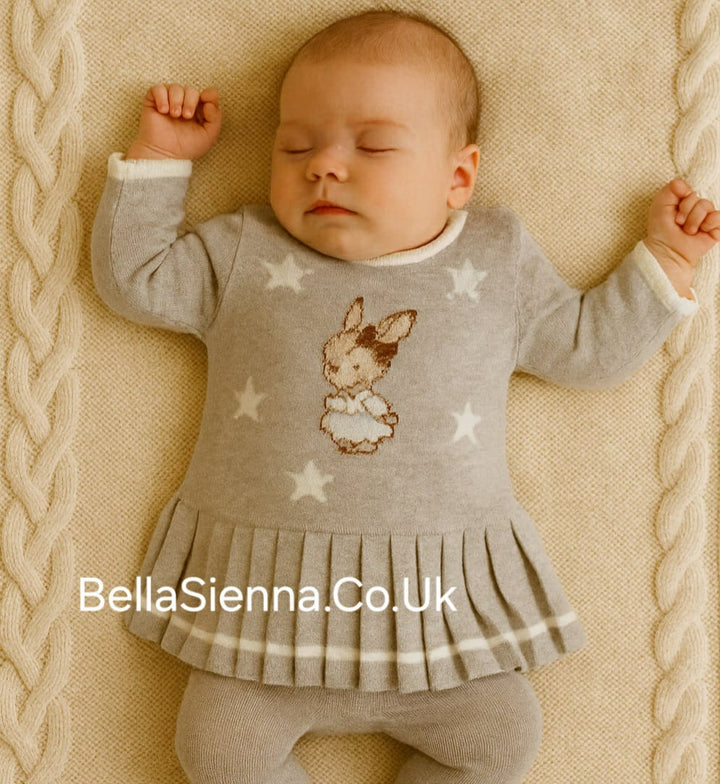 Mayoral Baby Girls Grey Pleated Bunny Dress - 2811