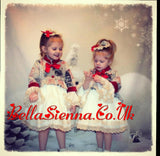 La Marquesita Real Christmas Puffball Dress & Removable Over Coat With Matching Hair Clip - cuento de navidad