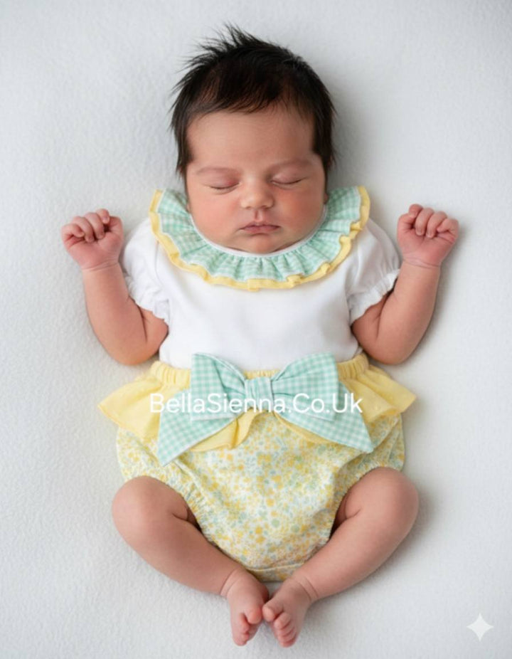 Calamaro Baby Lemon & Green Floral Top & Jam Pants Set- 17832