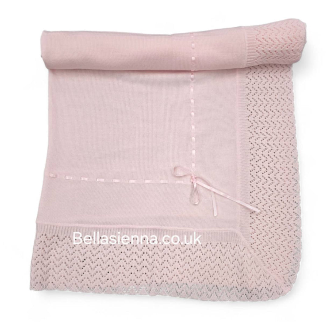 Beautiful Traditional Pink Baby Receiving Shawl With Ribbon -2432