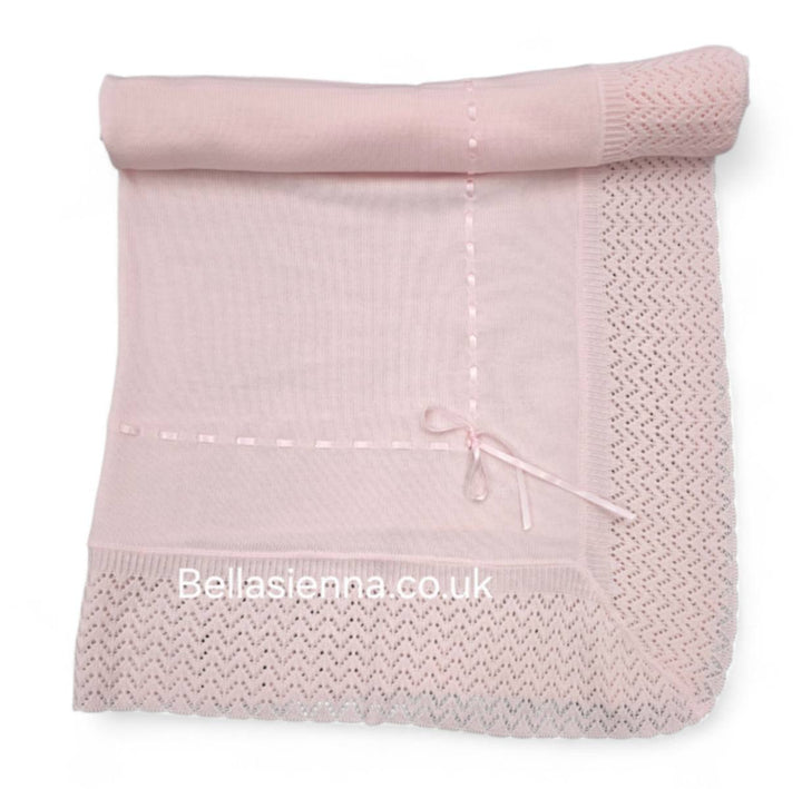 Beautiful Traditional Pink Baby Receiving Shawl With Ribbon -2432