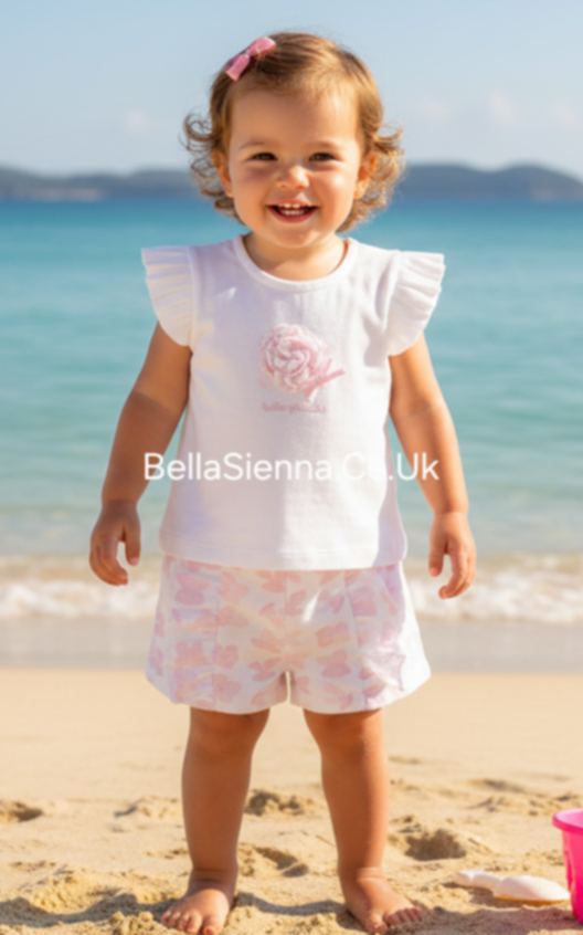 Tutto Piccolo Pink & White Shorts Set - 5816