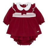 Girls Red & White Smocked Jam Pants Set - AM0002