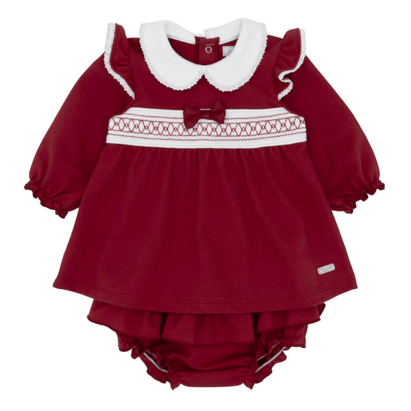 Girls Red & White Smocked Jam Pants Set - AM0002