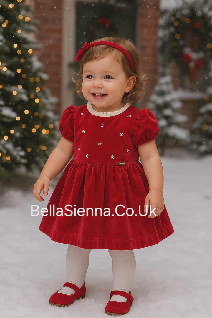 Mayoral Red Velvet dress for baby girl 2912 Red
