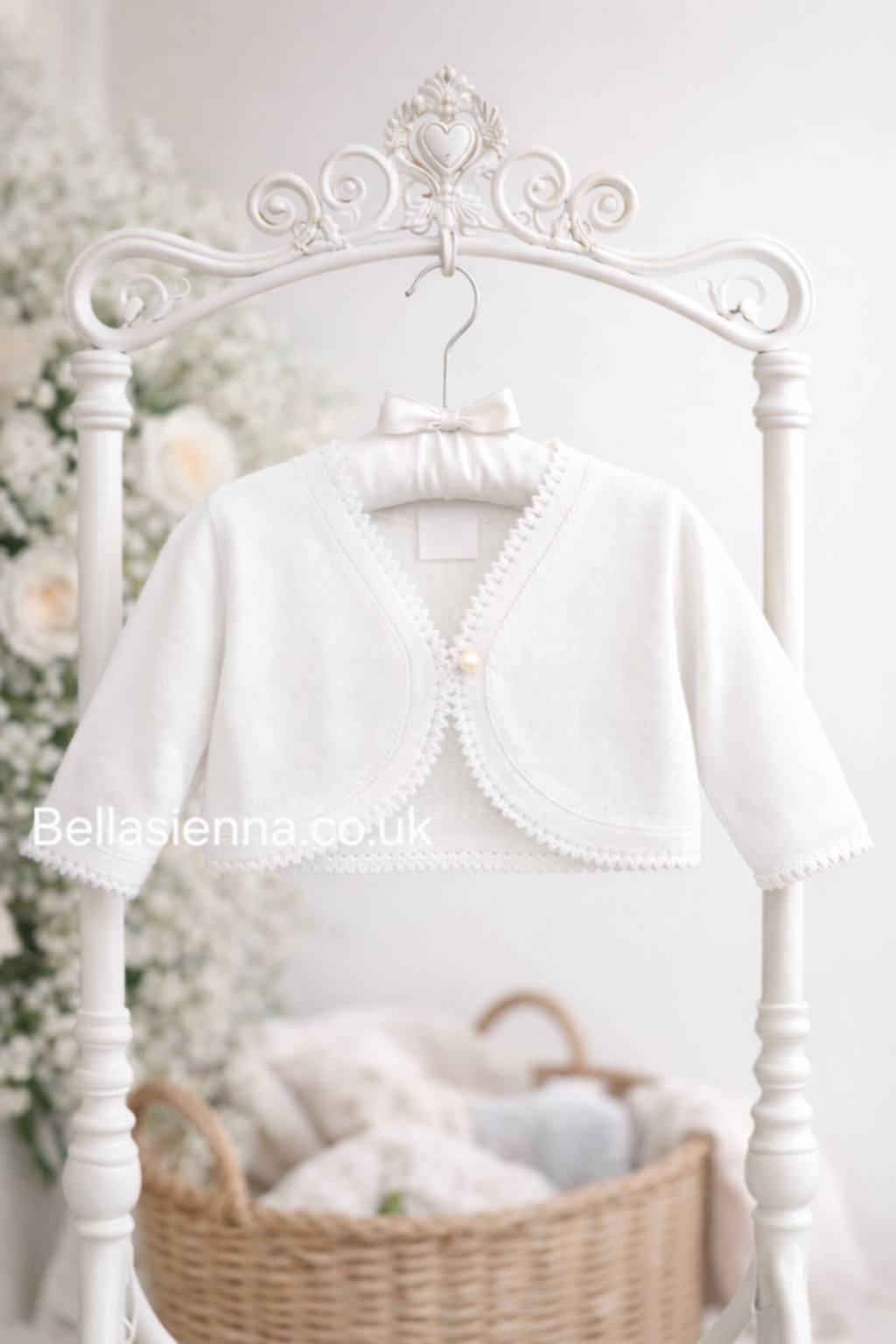 Girls 100% Cotton White Bolero Cardigan -2428