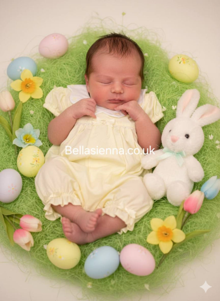 Mintini Baby Girls Lemon Romper With Bows - MB7037