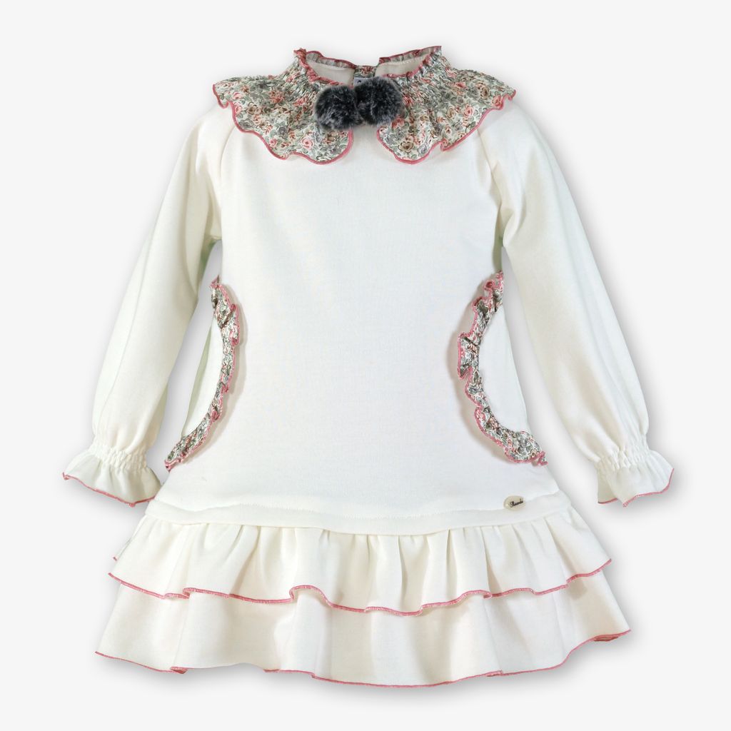 PRE-ORDER - Miranda Girls Ivory & Pink Dress - 0612-V