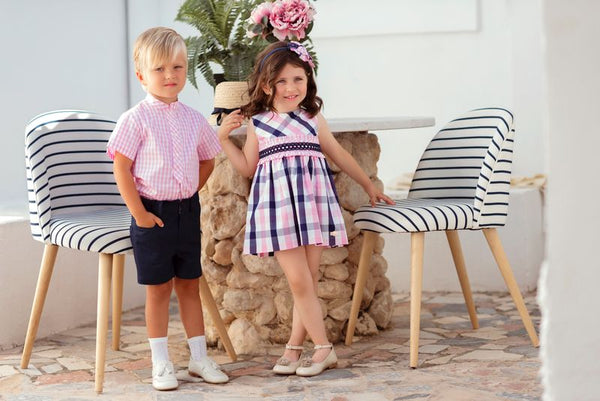 Miranda Pink & Navy Dress With Bow Back - 620 V