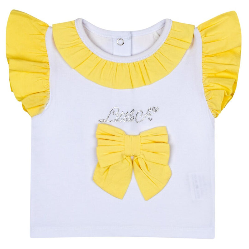 Little A Lemon & White "JAZZY" Poplin Jam Pants Set - LA24106