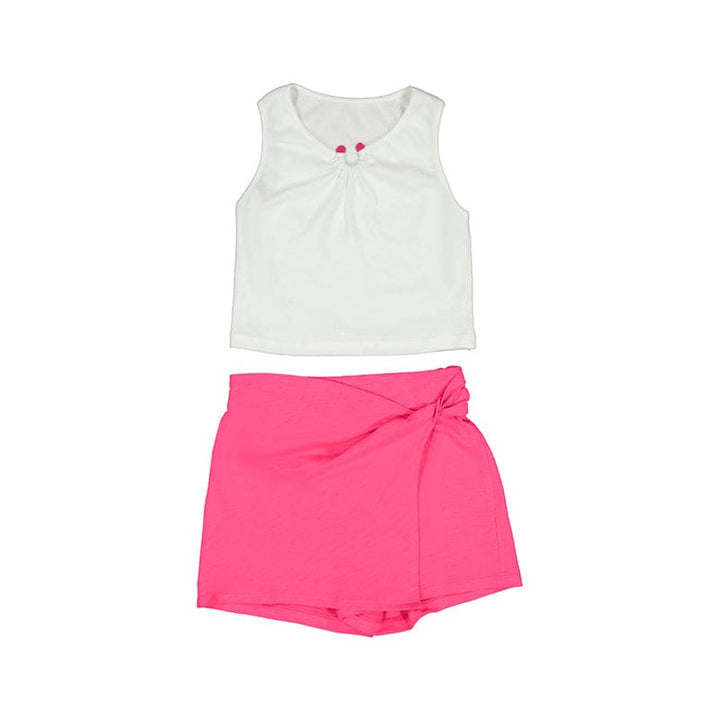 Mayoral Older Girls White Vest Top & Pink Skort - 6224