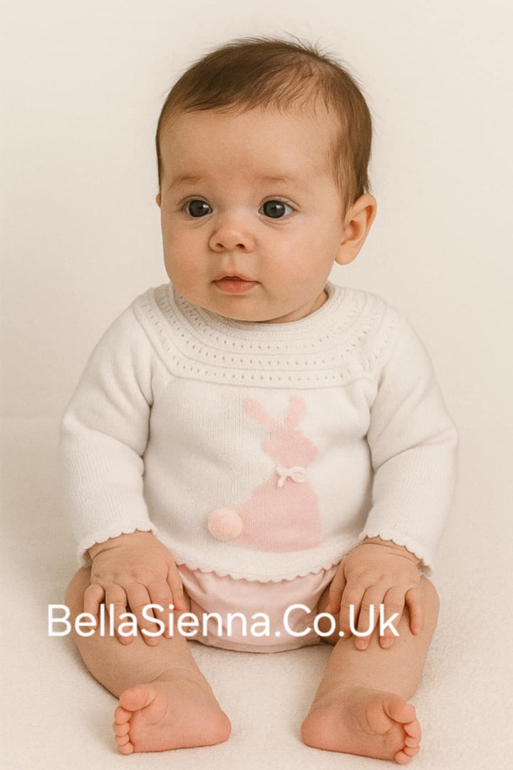 Granlei White & Baby Pink Bunny Rabbit Jumper & Jam Pants Set - 1HH - Easter