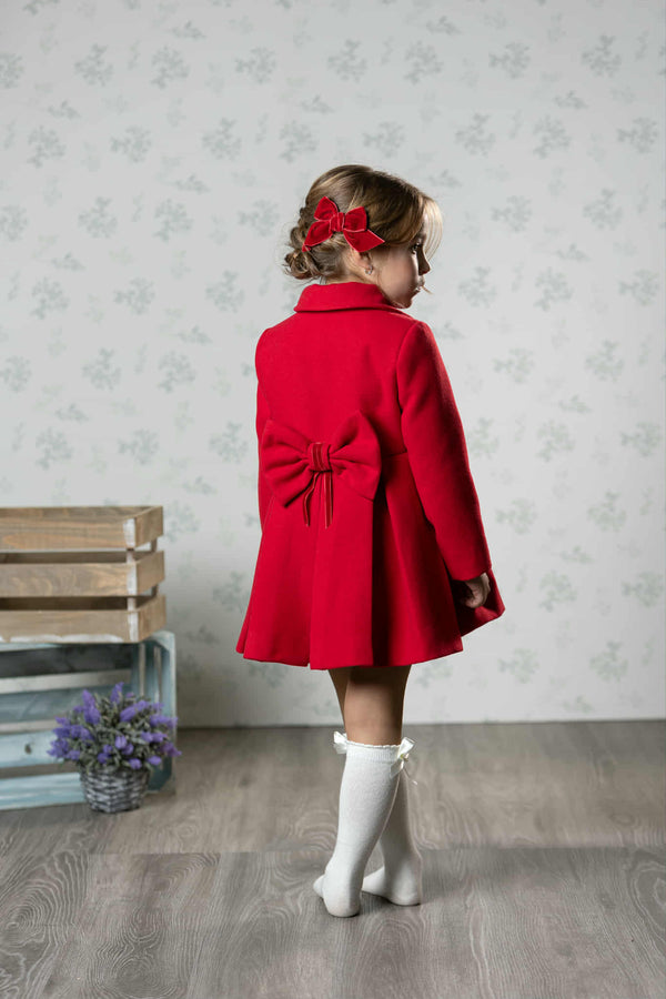 Abuela Tata Girls Navy Traditional Style Coat With Bow On The Back - 220345