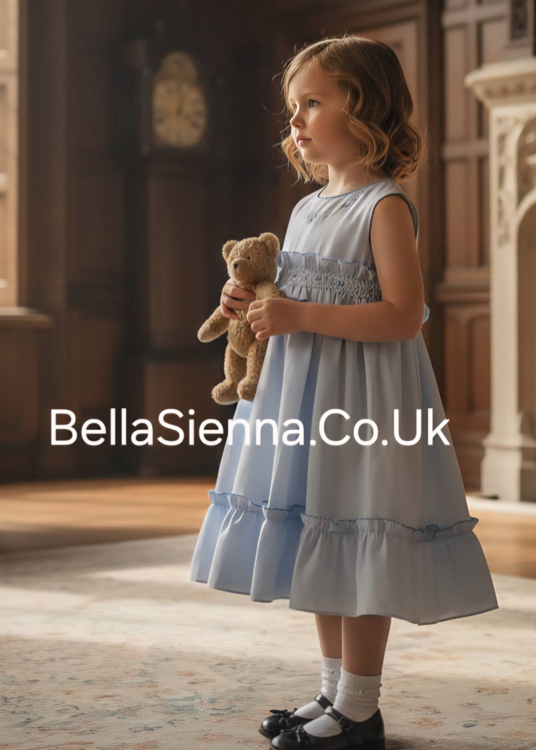 Sarah Louise Blue Smocked Summer Dress  - 012626