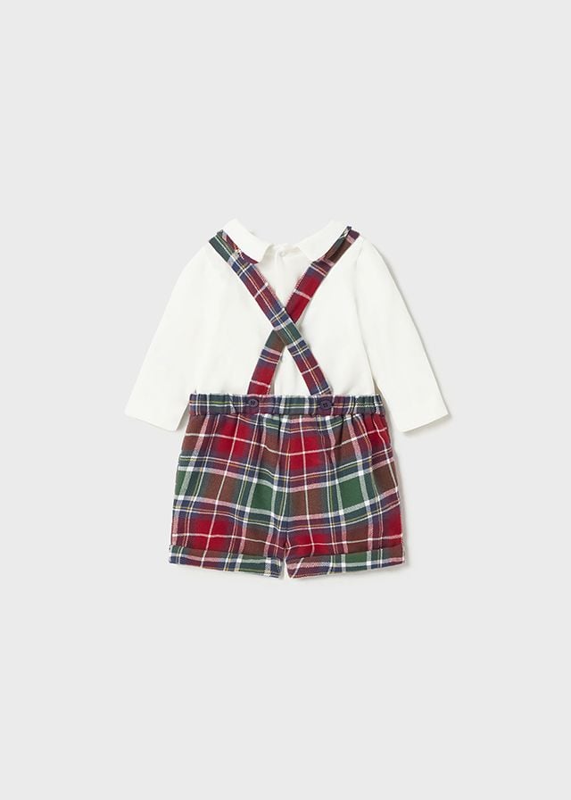 Mayoral Boys Three Piece Tartan Set With Green Cardigan - 2239