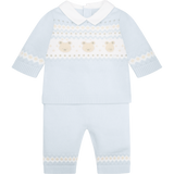 Emile et Rose Baby Blue Three Piece Teddy Bear Knitted Baby Set With Matching Hat - Kipling
